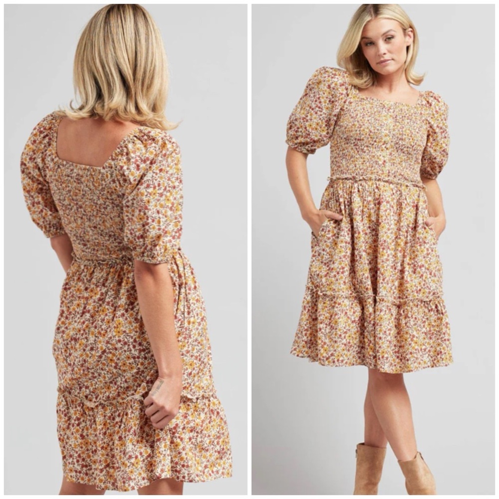 DownEast Floral Mini Dress - Pink and Yellow